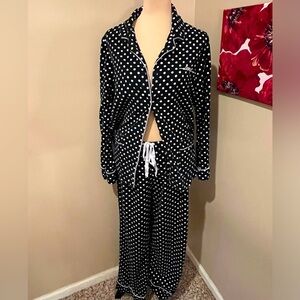 DKNY PJ Set Black & White Polka Dot l, size Large